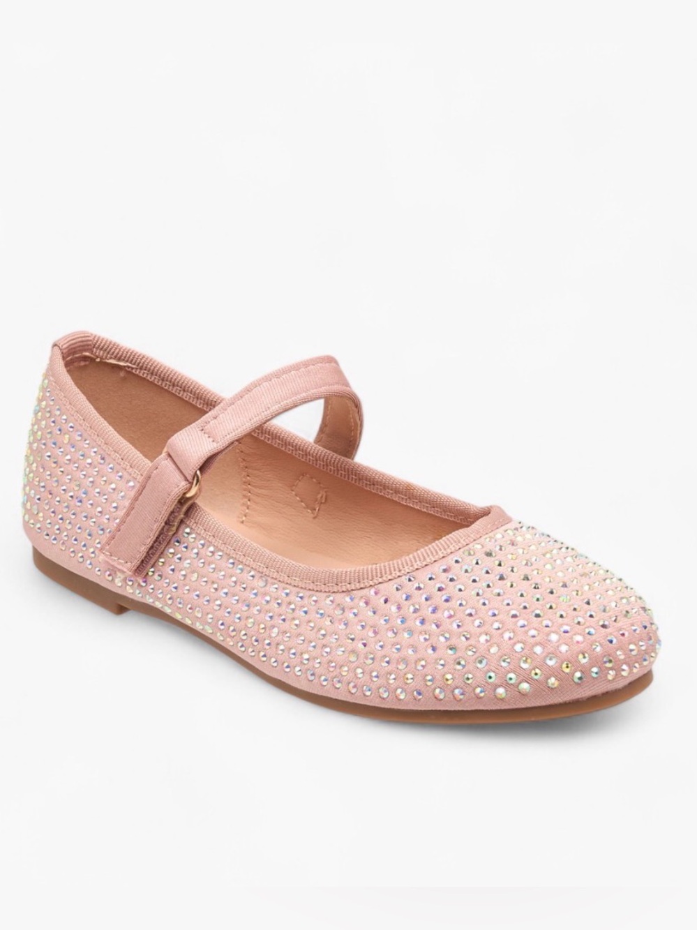 BCBG Girls Blush Rhinestone Mary Jane Flats Shoes Size 12M New